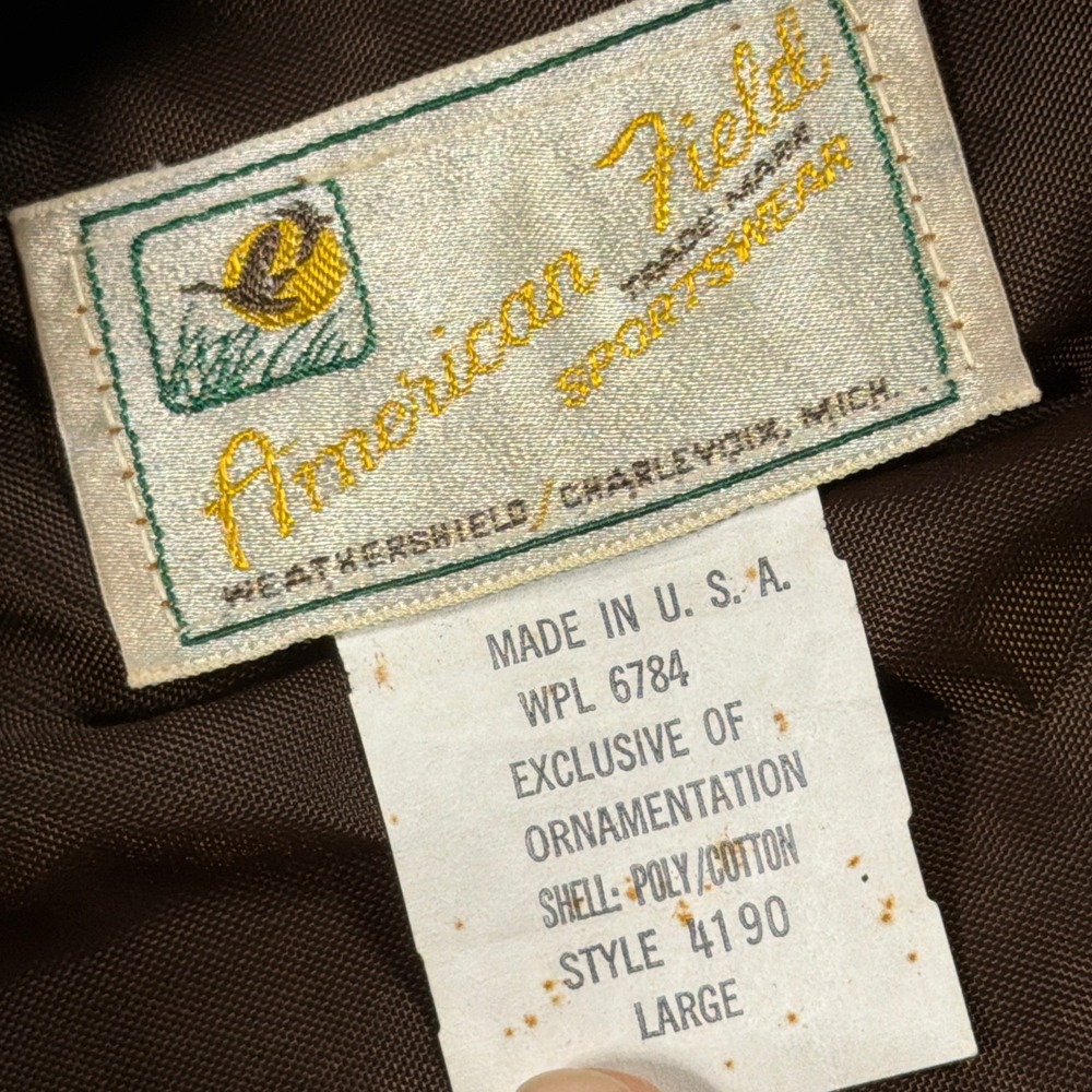 American Field Hunting Jacket Men Large Regular Duck Camo Brown Vintage Workwear - Picture 6 of 9